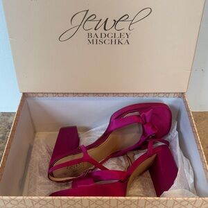 Badgley Mischka Fuchsia Satin Block Heels